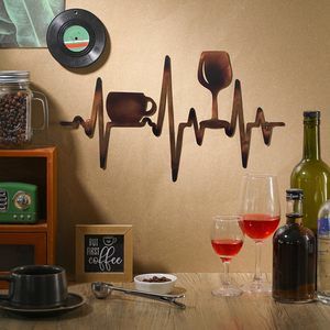 Heartbeat Coffee And Wine Bar Sign 15.75 X 9.04 Inch Rustic Copper Metal Wine😙